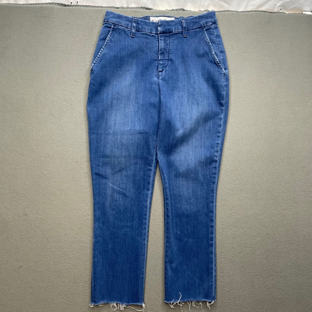 Frank & Eileen Women 4 Wicklow Italian Denim Jeans Raw Hem Straight Crop